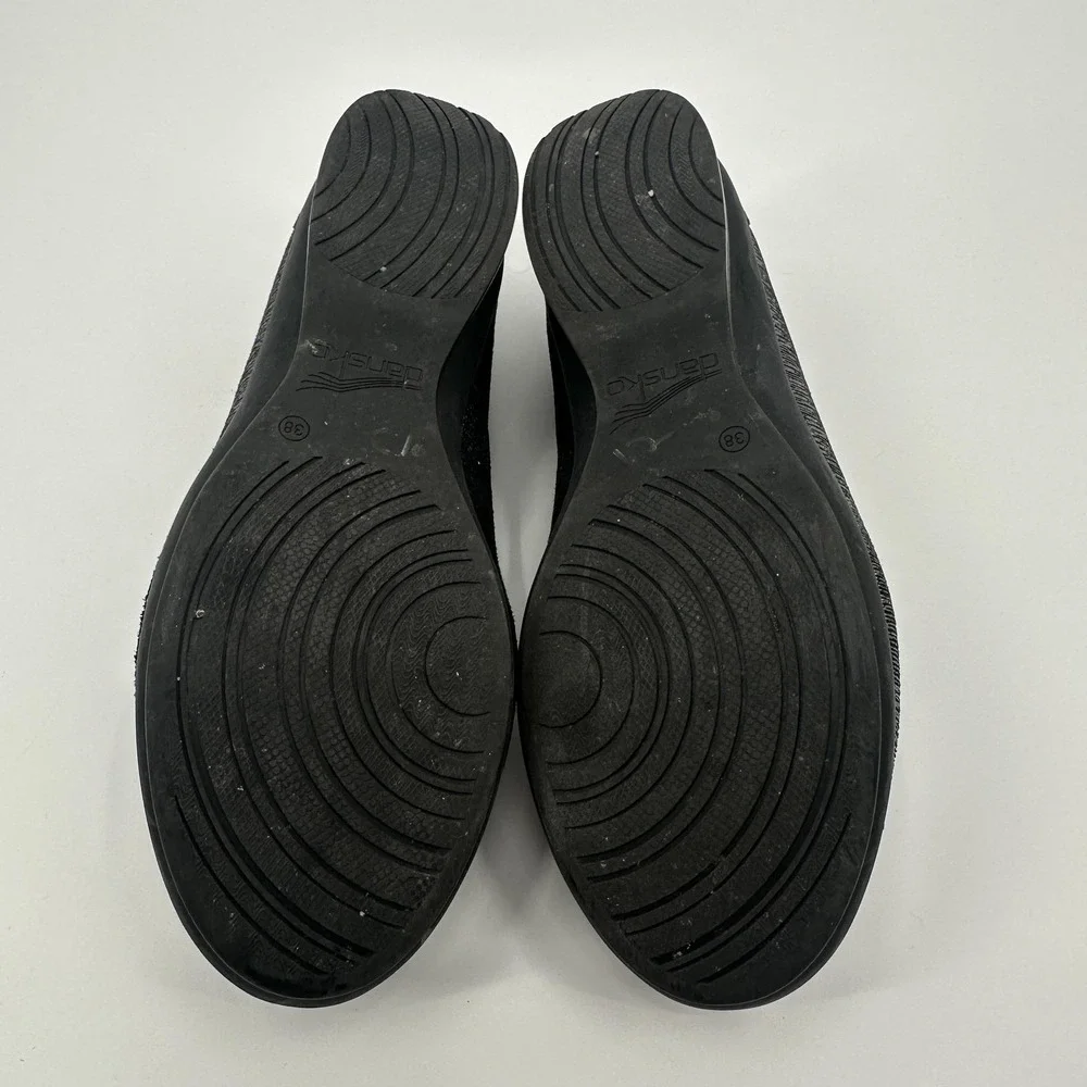 Dansko Shoes Womens Size 7.5-8 Black Metallic Slip On Flats Leather‎ 6702970297